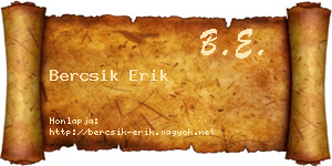 Bercsik Erik névjegykártya